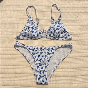 SHEIN Blue and White Floral Bikini